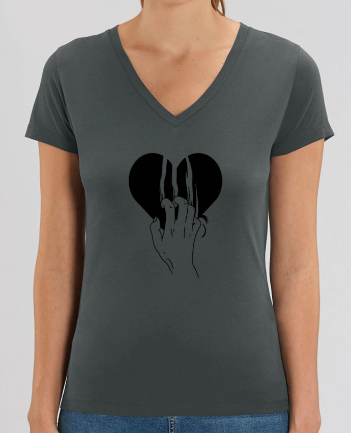 Women V-Neck T-shirt Stella Evoker Coeur Par  tattooanshort