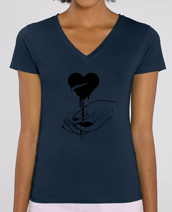 Women V-Neck T-shirt Stella Evoker COeur qui coule Par  tattooanshort