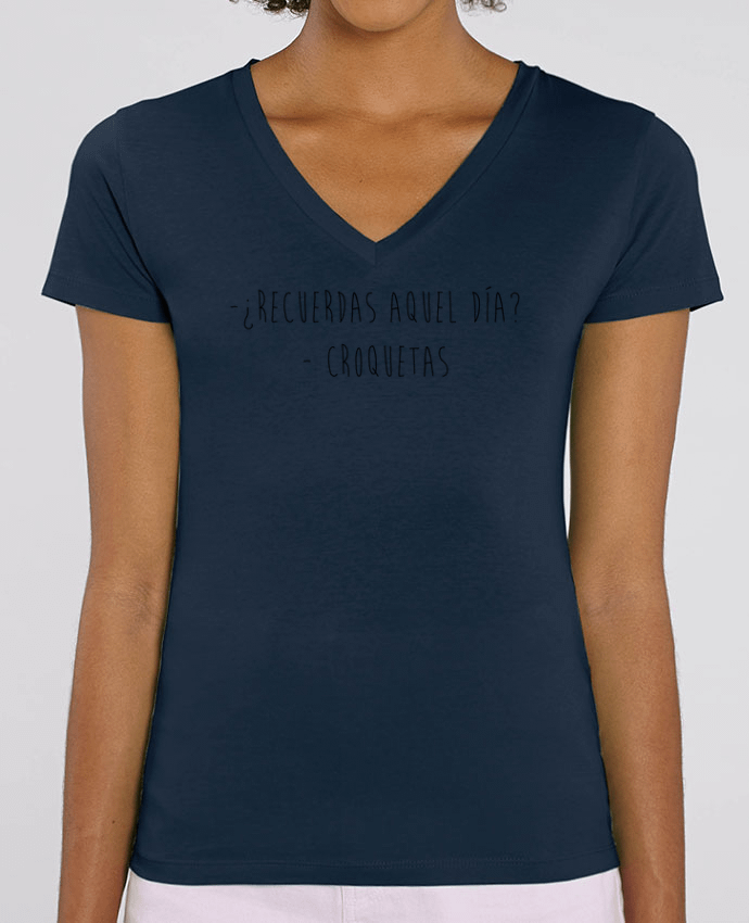 Camiseta Mujer Cuello V Stella EVOKER Día croquetas Par  tunetoo