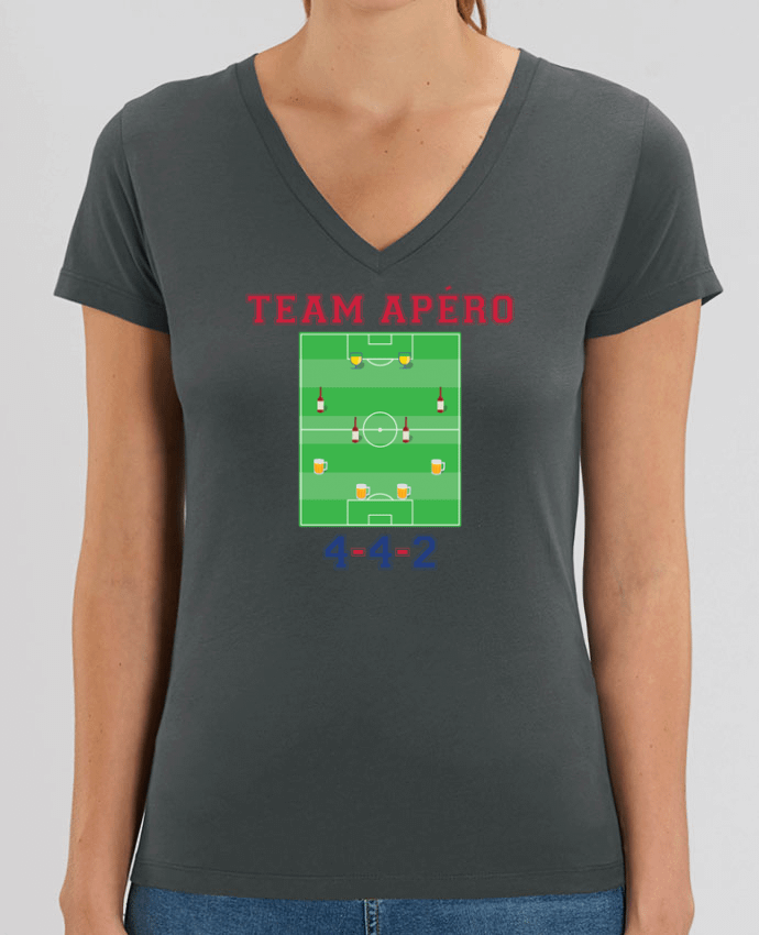 Women V-Neck T-shirt Stella Evoker Team apéro football Par  tunetoo