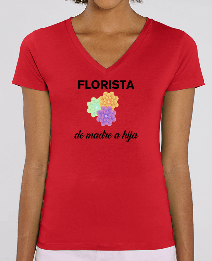 Camiseta Mujer Cuello V Stella EVOKER Florista de madre a hija Par  tunetoo