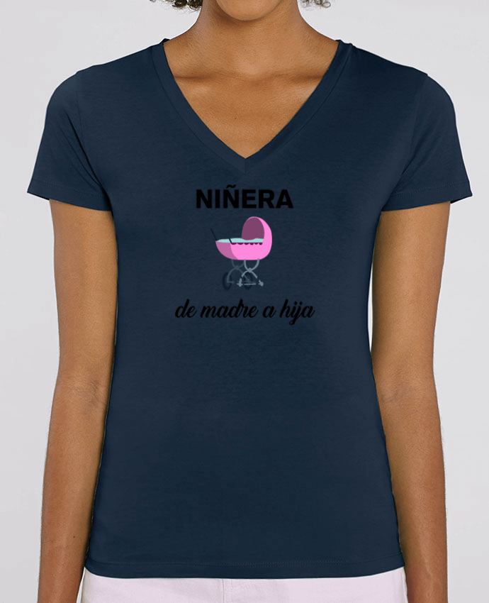 Camiseta Mujer Cuello V Stella EVOKER Niñera de madre a hija Par  tunetoo