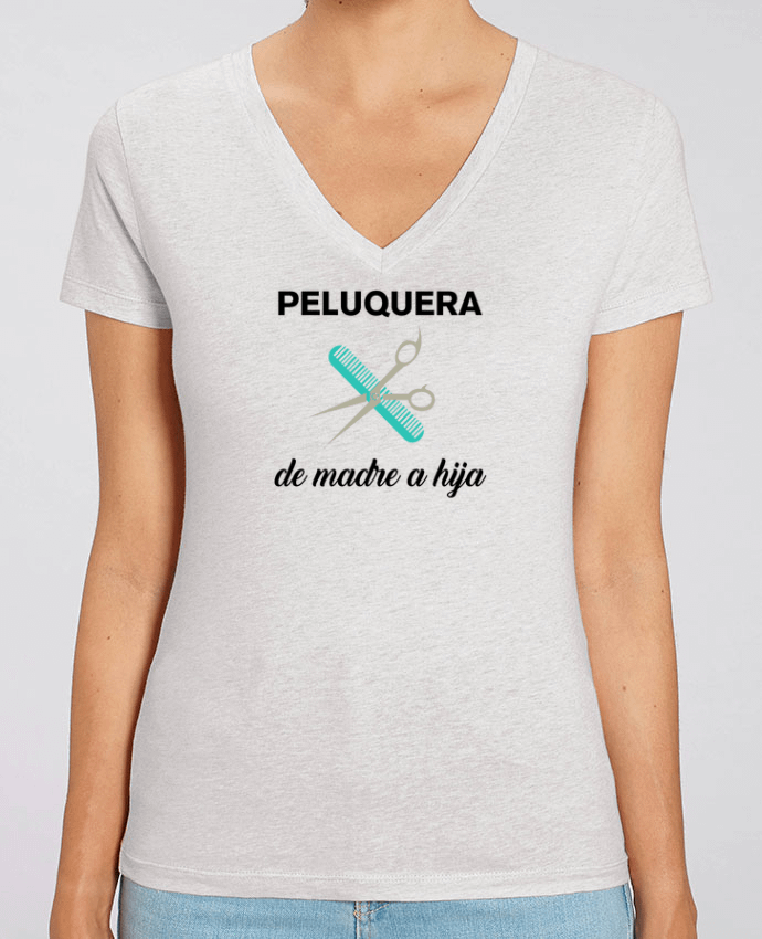 Camiseta Mujer Cuello V Stella EVOKER Peluquera de madre a hija Par  tunetoo