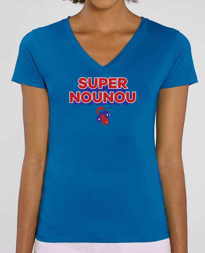 Tee Shirt Femme Col V Stella EVOKER Super nounou Par  tunetoo