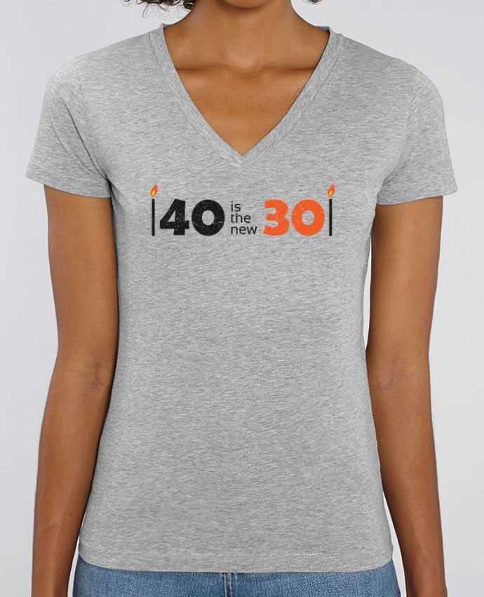 Camiseta Mujer Cuello V Stella EVOKER 40 is the new 30 Par  tunetoo