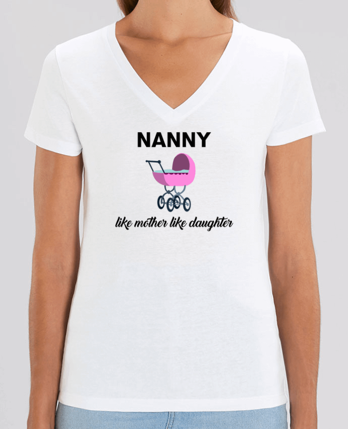 Women V-Neck T-shirt Stella Evoker Nanny like mother like daughter Par  tunetoo