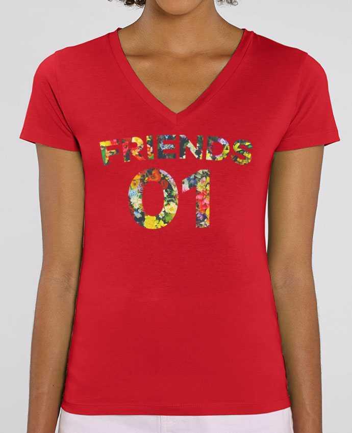 Women V-Neck T-shirt Stella Evoker BEST FRIENDS FLOWER 2 Par  tunetoo