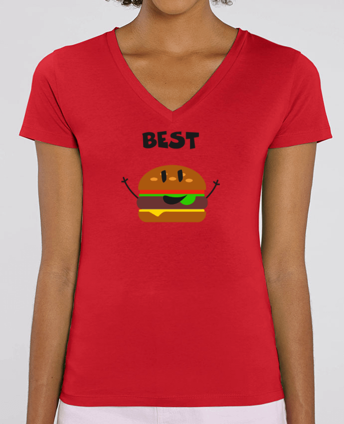 Camiseta Mujer Cuello V Stella EVOKER BEST FRIENDS BURGER 1 Par  tunetoo