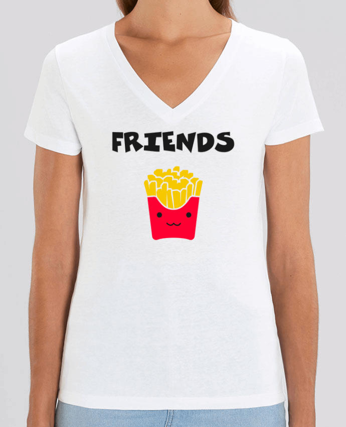 Women V-Neck T-shirt Stella Evoker BEST FRIENDS FRIES Par  tunetoo