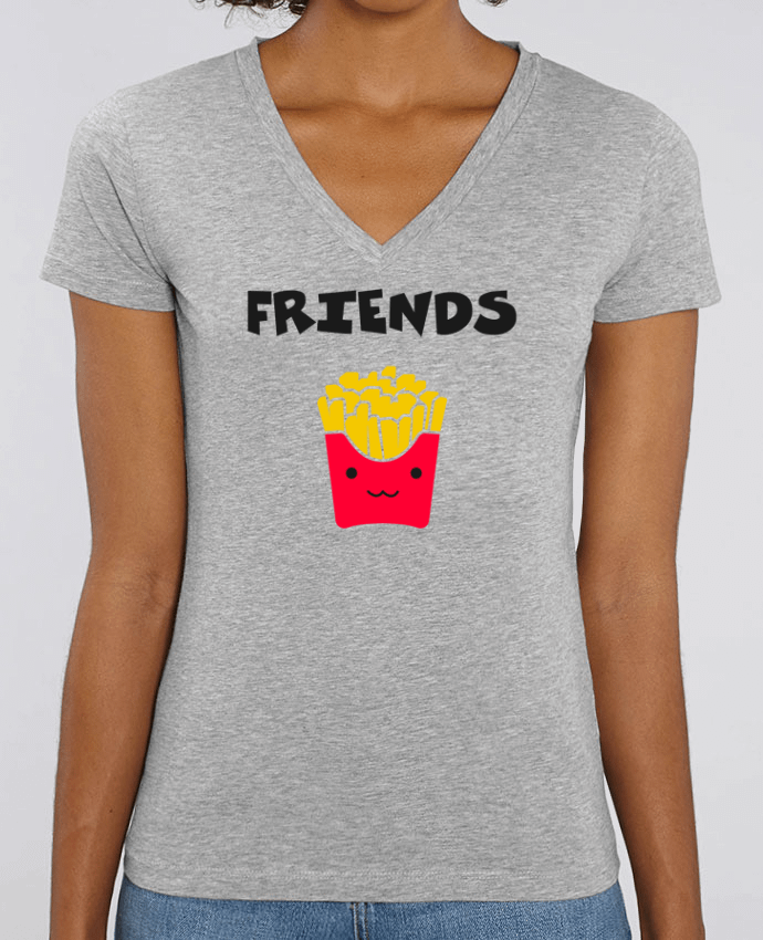 Camiseta Mujer Cuello V Stella EVOKER BEST FRIENDS FRIES Par  tunetoo