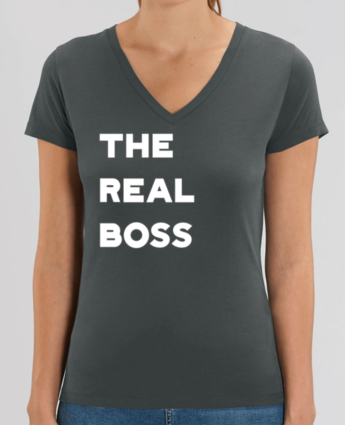 Women V-Neck T-shirt Stella Evoker The real boss Par  Original t-shirt