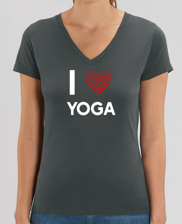 Women V-Neck T-shirt Stella Evoker I Love Yoga Par  Original t-shirt