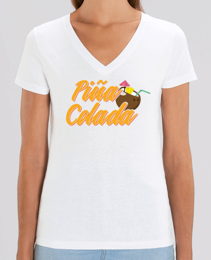 Women V-Neck T-shirt Stella Evoker Pina Colada Par  tunetoo