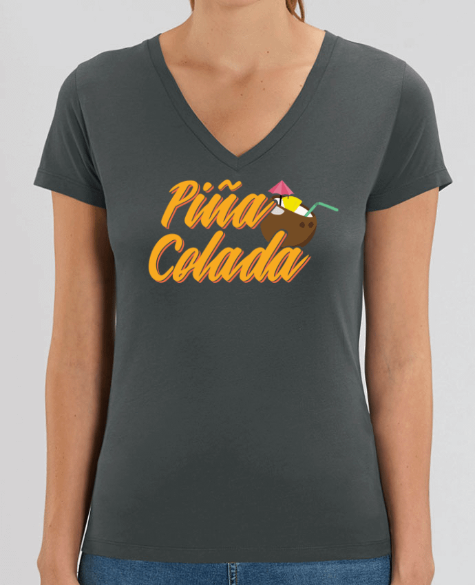 Camiseta Mujer Cuello V Stella EVOKER Pina Colada Par  tunetoo