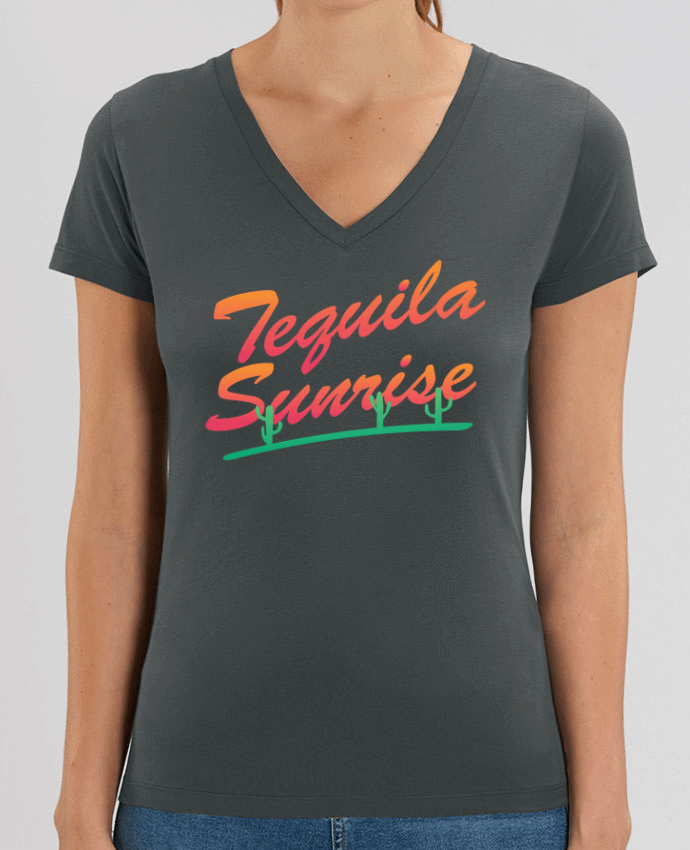 Camiseta Mujer Cuello V Stella EVOKER Tequila Sunrise Par  tunetoo