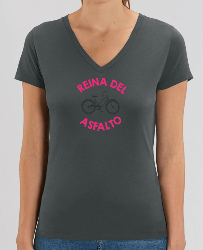 Camiseta Mujer Cuello V Stella EVOKER Reina del asfalto Par  tunetoo
