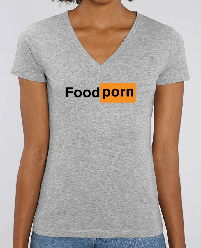 Tee Shirt Femme Col V Stella EVOKER Foodporn Food porn Par  tunetoo