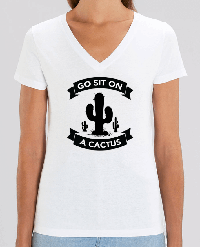 Camiseta Mujer Cuello V Stella EVOKER Go sit on a cactus Par  justsayin