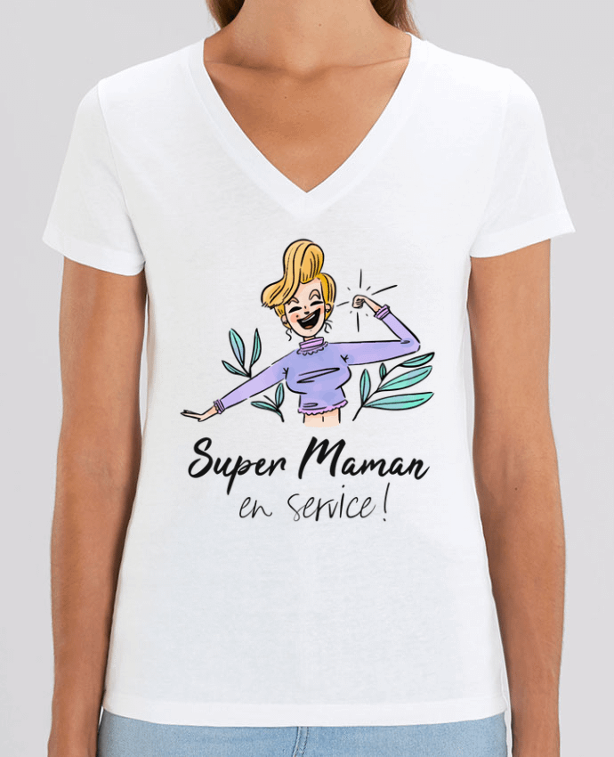 Tee Shirt Femme Col V Stella EVOKER Super Maman en service Par  ShoppingDLN