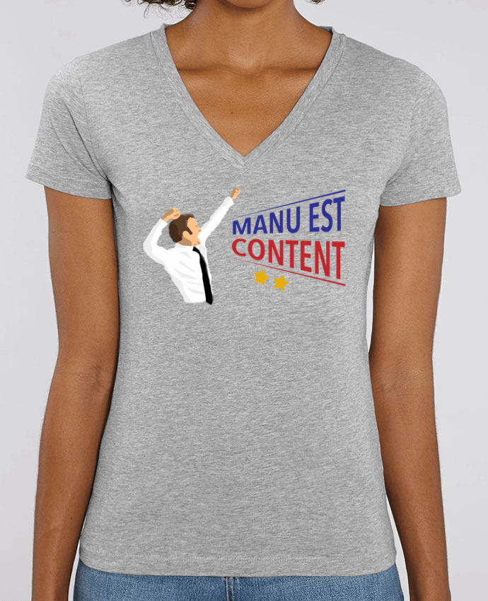 Tee Shirt Femme Col V Stella EVOKER Célébration Macron Par  tunetoo