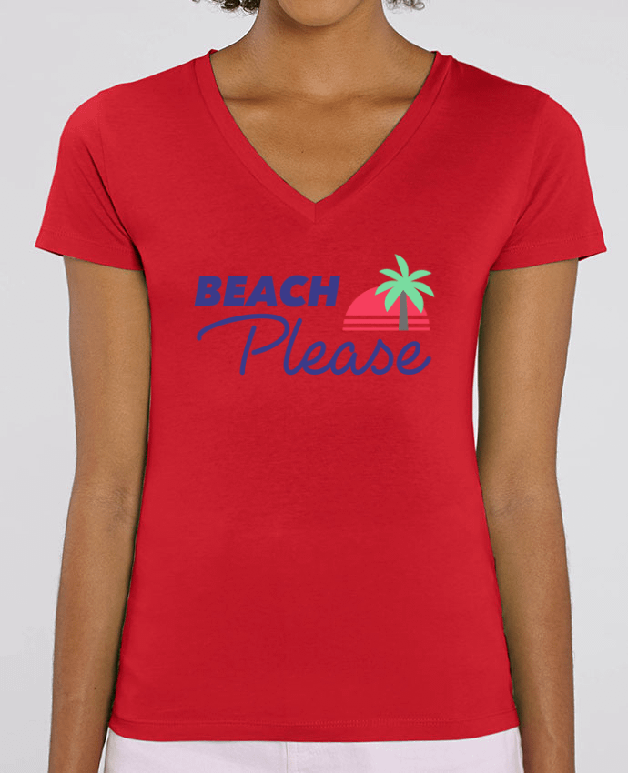 Tee Shirt Femme Col V Stella EVOKER Beach please Par  Ruuud