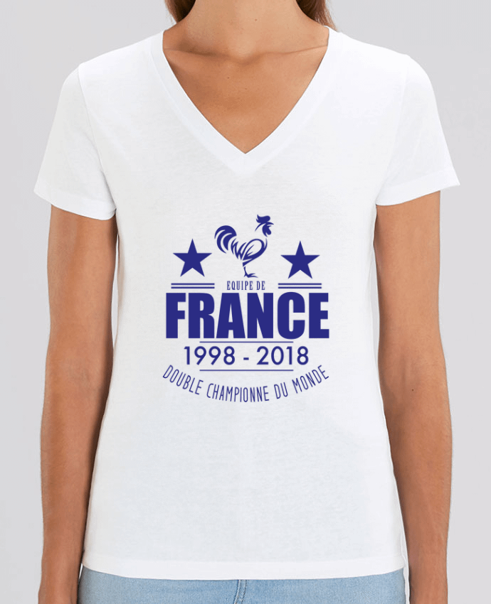 Tee Shirt Femme Col V Stella EVOKER Equipe de france double championne du monde Par  Yazz