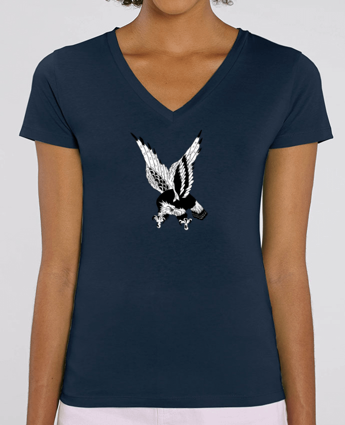 Women V-Neck T-shirt Stella Evoker Eagle Art Par  Nick cocozza