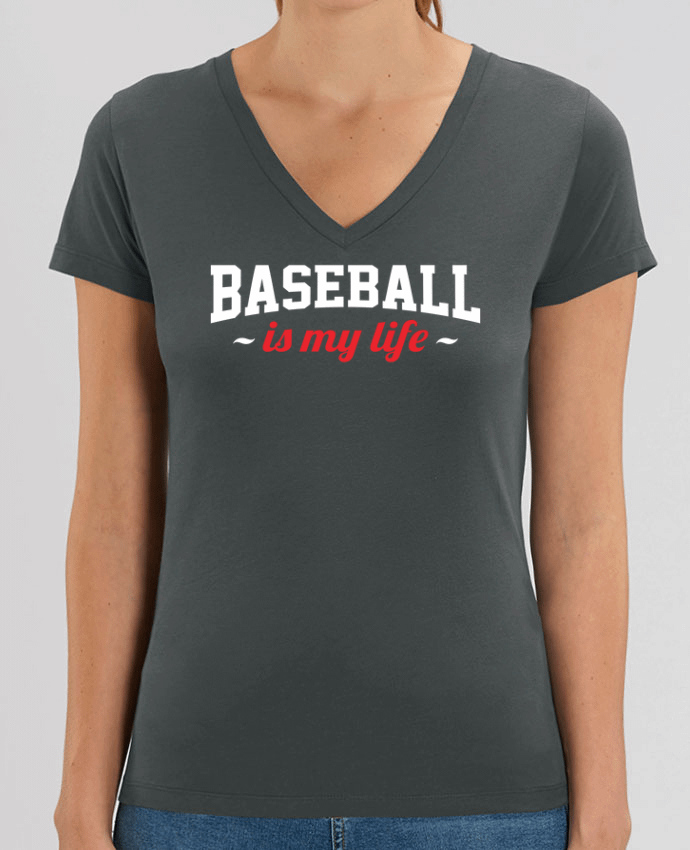 Tee Shirt Femme Col V Stella EVOKER Baseball is my life Par  Original t-shirt