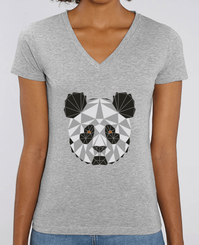 Tee Shirt Femme Col V Stella EVOKER Panda géométrique Par  /wait-design
