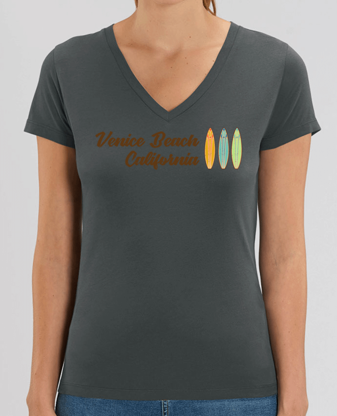 Women V-Neck T-shirt Stella Evoker Venice Beach Surf Par  tunetoo