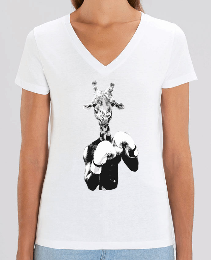 Camiseta Mujer Cuello V Stella EVOKER Girafe boxe Par  justsayin
