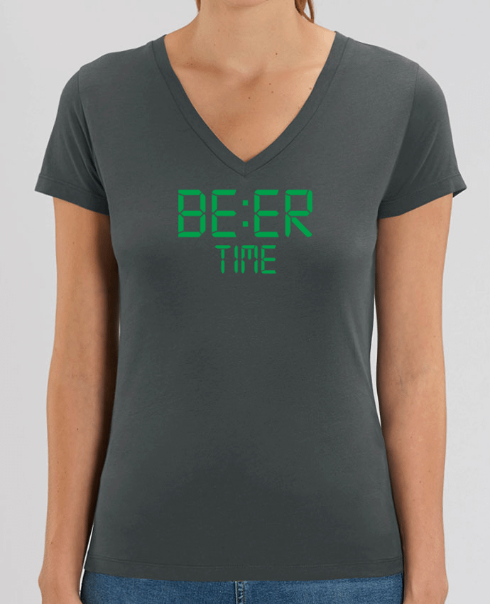 Tee Shirt Femme Col V Stella EVOKER Beer time Par  tunetoo
