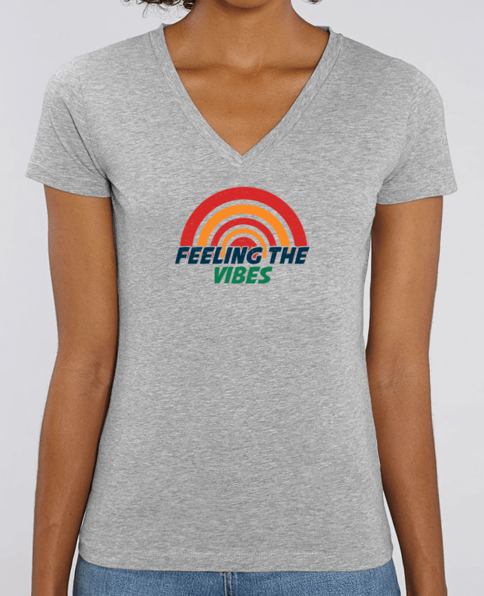 Camiseta Mujer Cuello V Stella EVOKER Feeling the vibes Par  tunetoo