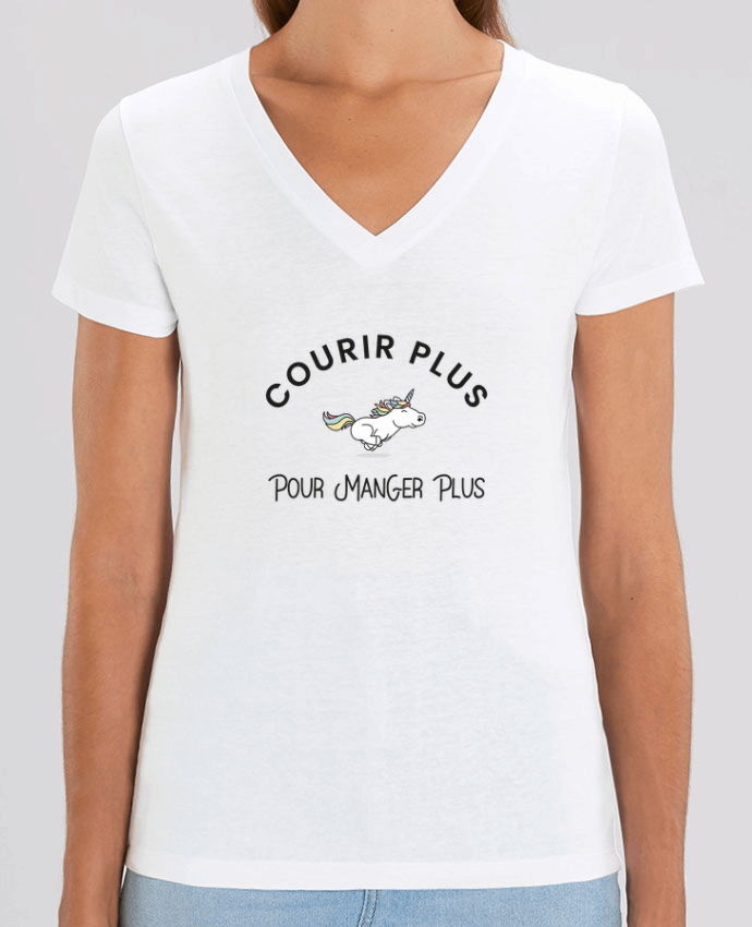 Tee Shirt Femme Col V Stella EVOKER Courir plus pour manger plus - Licorne Par  Folie douce