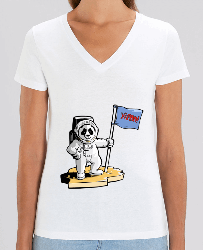 Camiseta Mujer Cuello V Stella EVOKER Panda-cosmonaute Par  Tomi Ax - tomiax.fr
