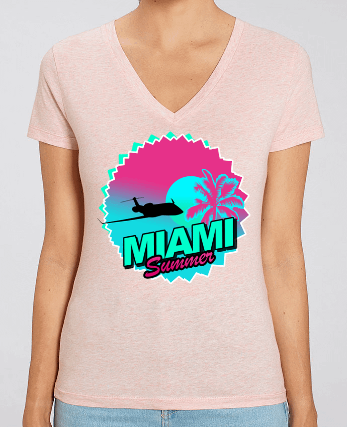 Tee Shirt Femme Col V Stella EVOKER Miami summer Par  Revealyou