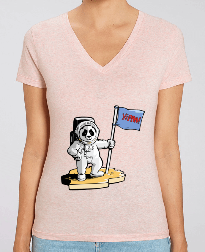 Tee Shirt Femme Col V Stella EVOKER Panda-cosmonaute Par  Tomi Ax - tomiax.fr