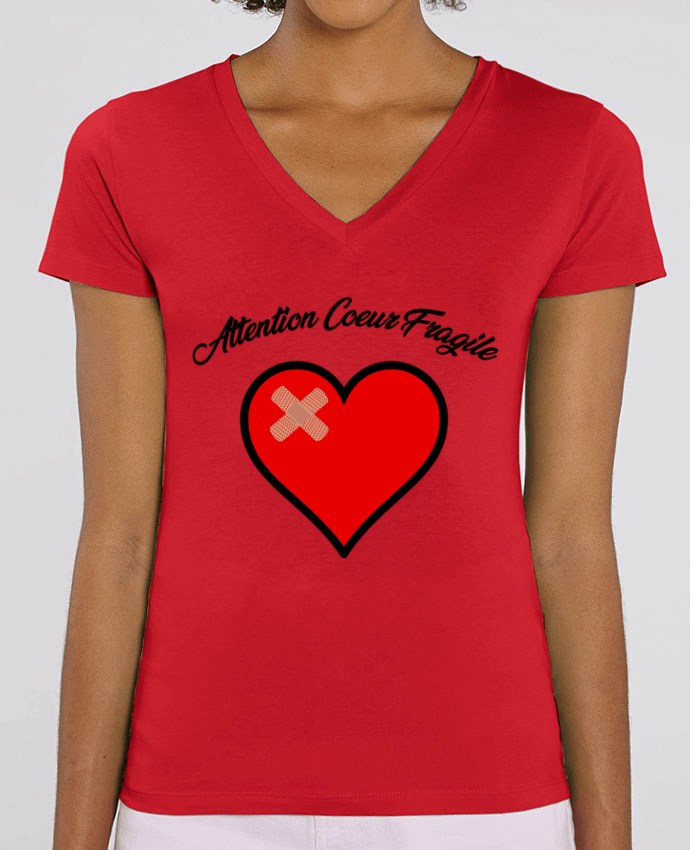 Camiseta Mujer Cuello V Stella EVOKER Coeur Fragile Par  funky-dude