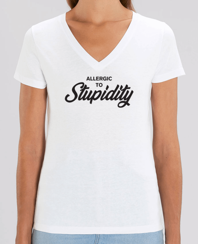 Camiseta Mujer Cuello V Stella EVOKER Allergic to stupidity Par  tunetoo