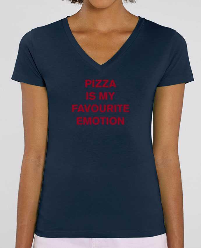 Women V-Neck T-shirt Stella Evoker Pizza is my favourite emotion Par  tunetoo