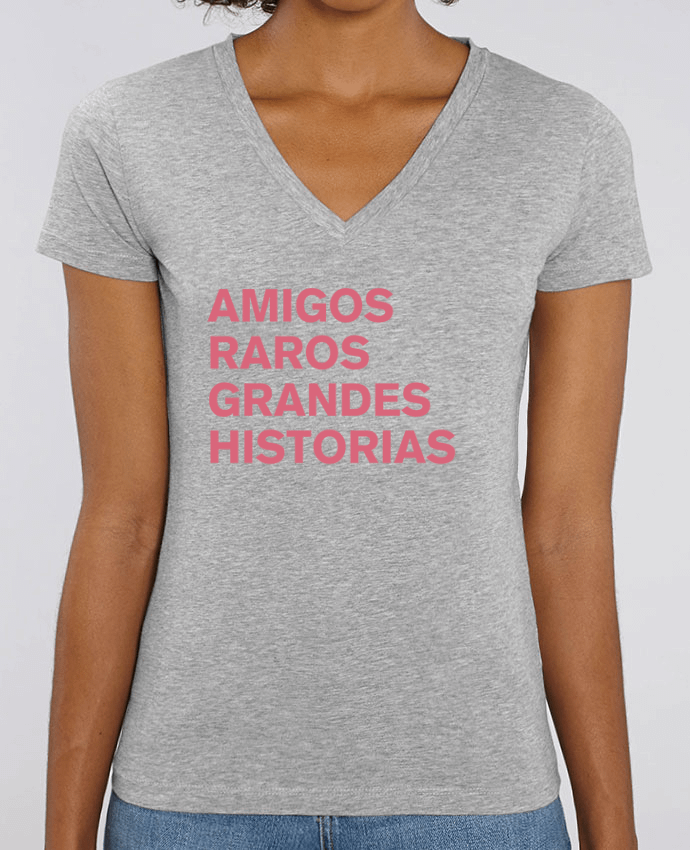 Women V-Neck T-shirt Stella Evoker Amigos raros grandes historias Par  tunetoo