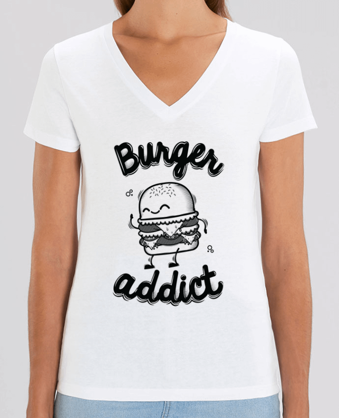 Women V-Neck T-shirt Stella Evoker BURGER ADDICT Par  PTIT MYTHO