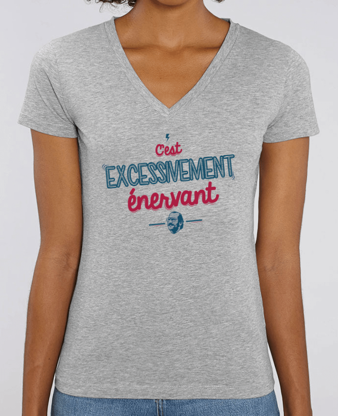 Camiseta Mujer Cuello V Stella EVOKER C'EST  EXCESSIVEMENT ENERVANT Par  PTIT MYTHO