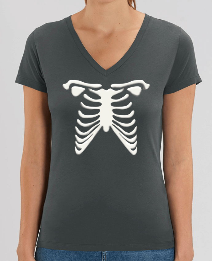 Camiseta Mujer Cuello V Stella EVOKER Halloween skeleton Par  tunetoo