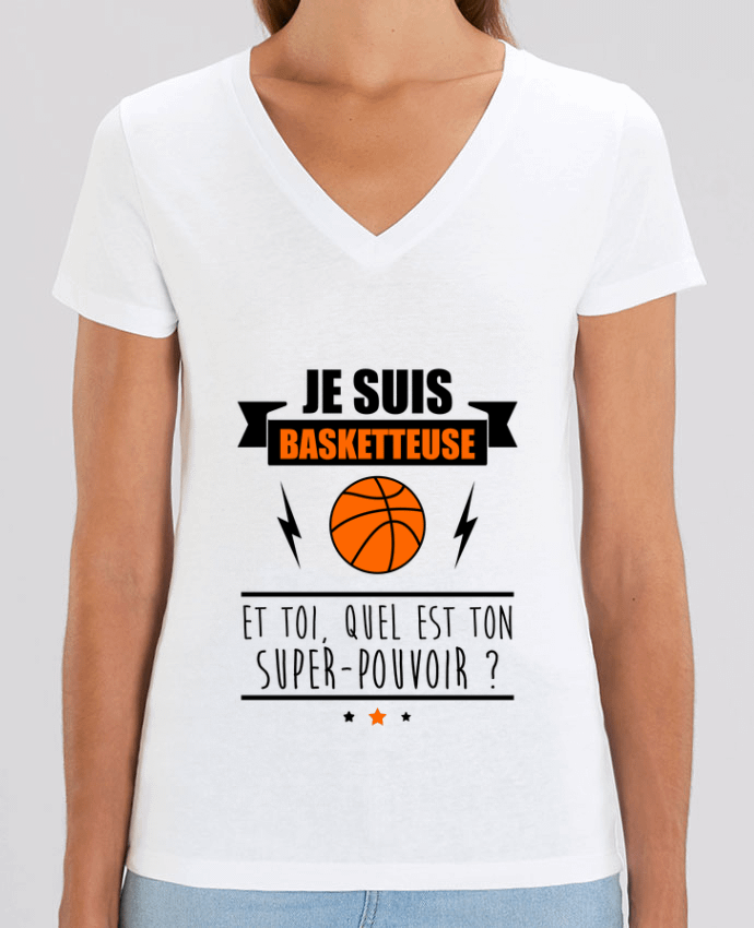 Camiseta Mujer Cuello V Stella EVOKER Je suis basketteuse et toi, quel est ton super-pouvoir ? Par  Benichan