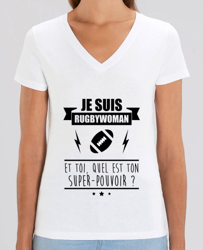 Camiseta Mujer Cuello V Stella EVOKER Je suis rugbywoman et toi, quel est ton super-pouvoir ? Par  Benichan