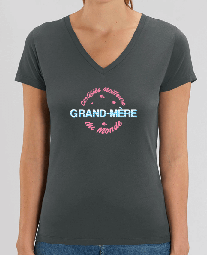 Women V-Neck T-shirt Stella Evoker Certifiée meilleure grand-mère du monde Par  tunetoo