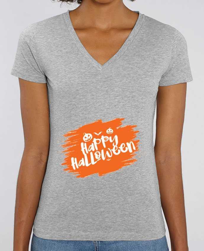 Women V-Neck T-shirt Stella Evoker happy halloween Par  SHOPLA