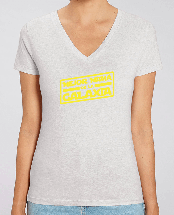 Camiseta Mujer Cuello V Stella EVOKER Mejor mamá de la galaxia Par  tunetoo