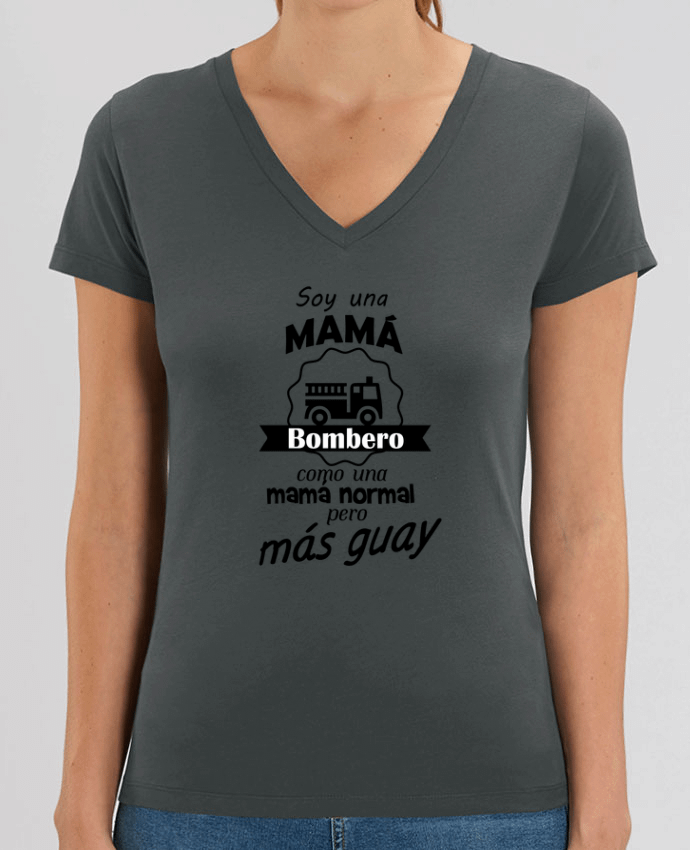 Camiseta Mujer Cuello V Stella EVOKER Mamá bombero Par  tunetoo